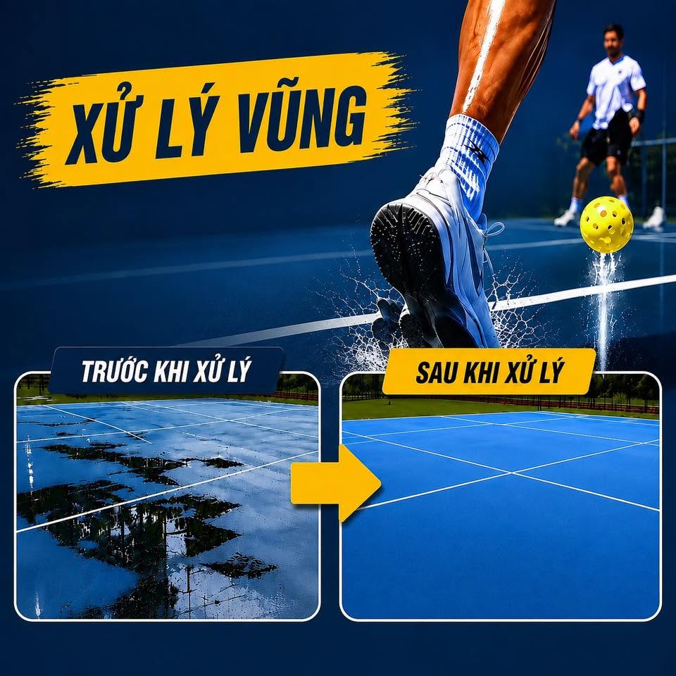 Sửa sân pickle bị vũng 2 lớp US OPEN LAYKOLD